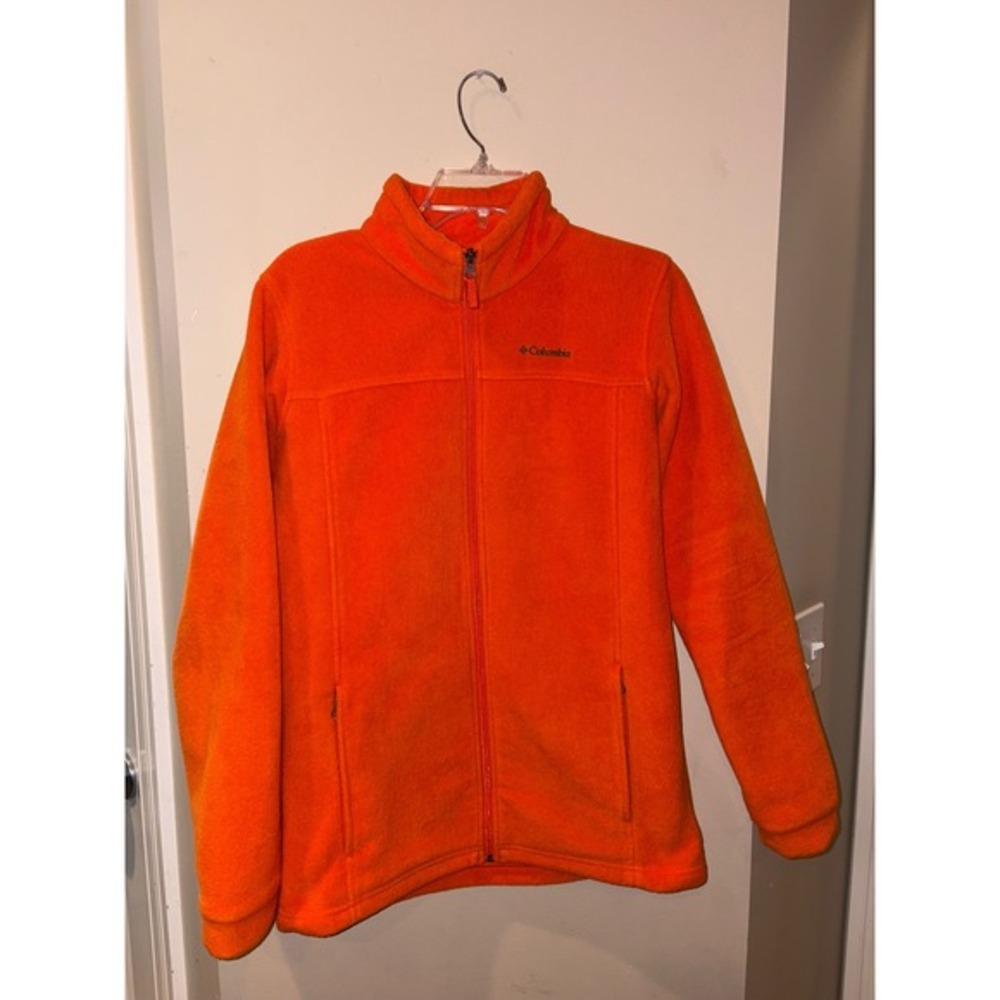 Boys‎ Columbia Fleece Jacket Orange full Zip up Front Kids youth XL YXL